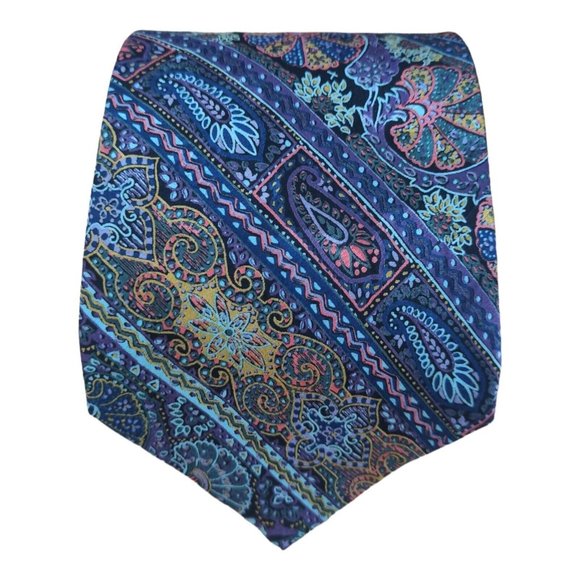 BRIONI Blue Paisley Silk Tie ITALY 55"/ 4" EC - Picture 1 of 6